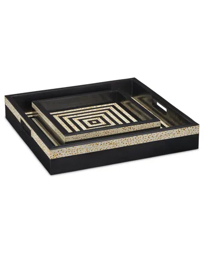 Currey & Company Set Of 2 Taurus Trays In Black