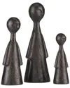 Currey & Company Set Of 3 Ganav Bronze Figures In Brown