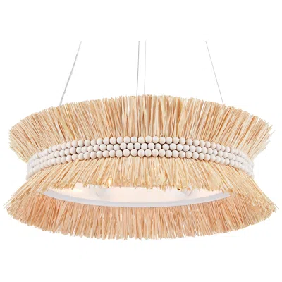 Currey & Company Seychelles 33" Wide Natural Raffia Chandelier