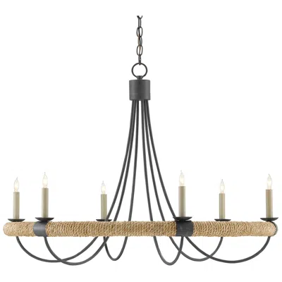 Currey & Company Shipwright 38 1/2" Wide French Black 6-light Ring Chandelier