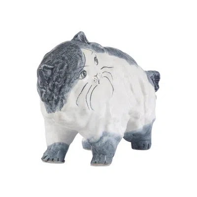 Currey & Company Siamese Cat Object In Grayish Blue;off-white
