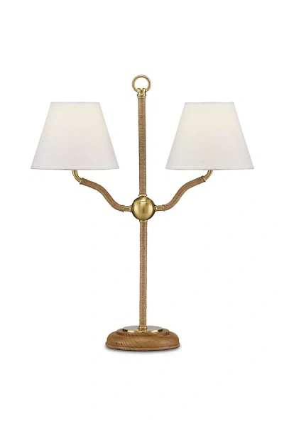 Currey & Company Sirocco Rope-wrap Desk Lamp In Brown