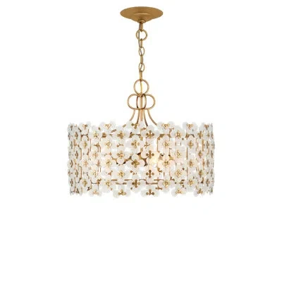 Currey & Company Spring Flower Pendant In Brass;frosted