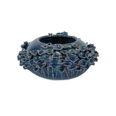Currey & Company Sunken Blue Bowl In Reactive Dark Blue