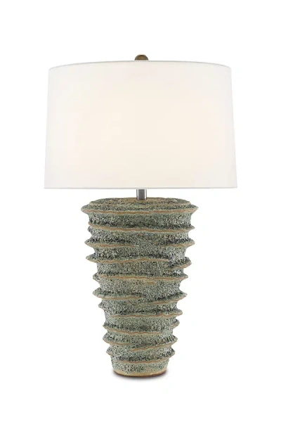 Currey & Company Sunken Table Lamp In Green