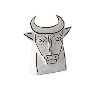 Currey & Company Thomas The Bull Decorative Object In Black;white