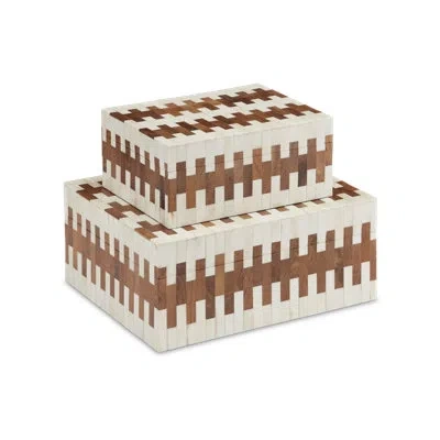 Currey & Company Tia Box Bone Set Of 2 In Multi
