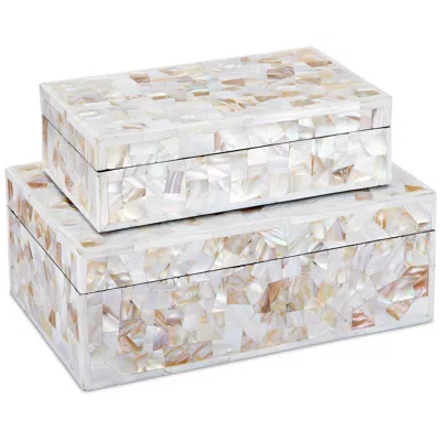 Currey & Company Set Of 2 Uma Mother-of-pearl Boxes In Multi