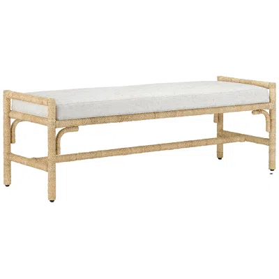 Currey & Company Upholstered Olisa Natural Bench, Rowann Pearl