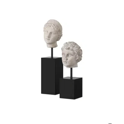 Currey & Company Set Of 2 Venus Heads On Stand In Brown