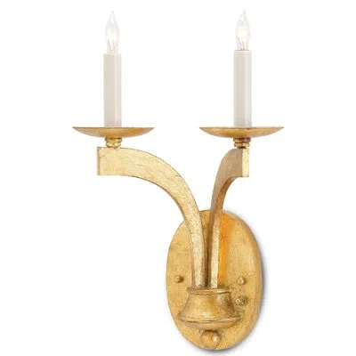 Currey & Company Venus Wrought Iron Candle Wall Light In Gold