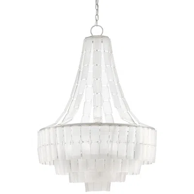 Currey & Company Vintner Blanc 27"w Silver Leaf Opaque White Glass Chandelier