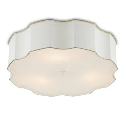 Currey & Company Wexford Acrylic Flush Mount In Snow White,gold Highlights