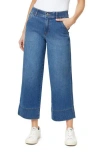 Curve Appeal Bowery Stripe Cropped Wide Leg Jeans In Luna