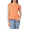 Curve Appeal Eyelet Embroidered T-shirt In Coral Quartz