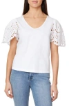 Curve Appeal Eyelet Sleeve Jersey T-shirt In White