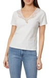 Curve Appeal Lace Inset V-neck Cotton T-shirt In Soft Ivory