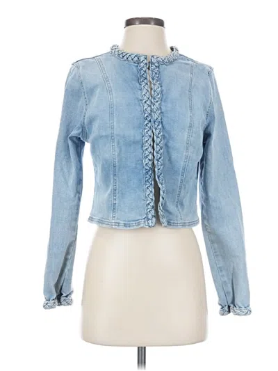 Pre-owned Curve Appeal Long Sleeve Top Blue Mock Neckline Tops