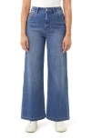 Curve Appeal Parisian Cafe High Waist Wide Leg Knit Jeans In Blue