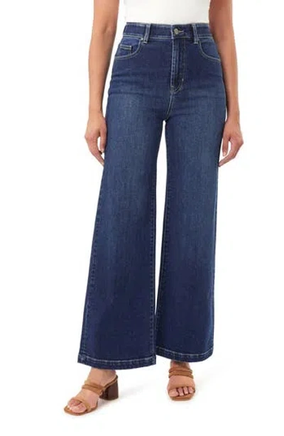 Curve Appeal Parisian High Waist Wide Leg Jeans In Blue