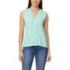 Curve Appeal Pompom Split Neck Cotton Tank In Beach Glass