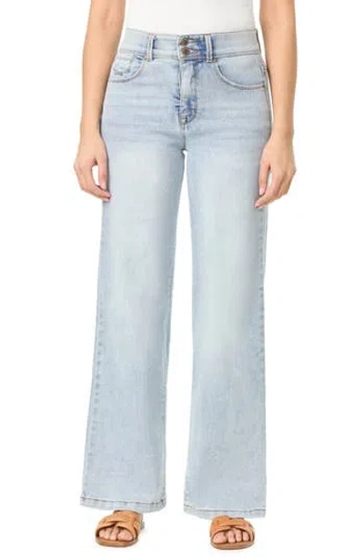 Curve Appeal Skylar High Waist Wide Leg Jeans In Sky Blue