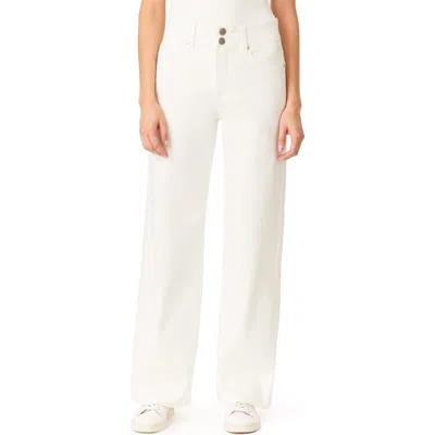 Curve Appeal Skylar High Waist Wide Leg Jeans In Whisper White