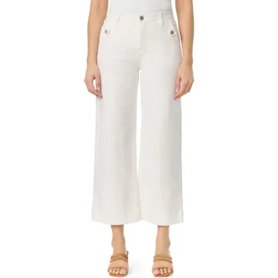 Curve Appeal Tab Wide Leg Crop Jeans In White