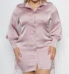 Curve Market Curvy Satin Ruched Dress In Pink In Pink