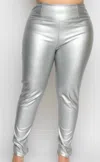 Curve Market Metallic Leggings In Silver In Silver