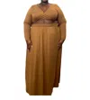 Curve Market Two Piece Maxi Skirt Set - Plus In Sand In Brown