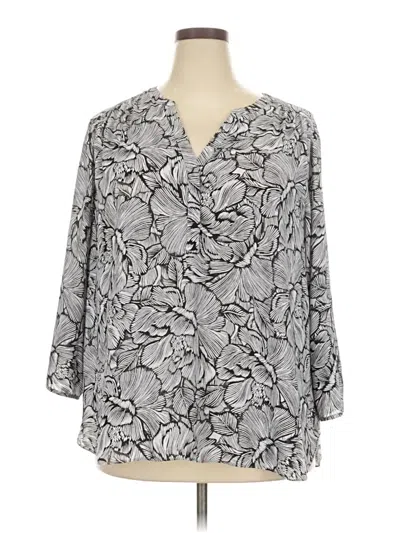 Pre-owned Curves 360 By Nydj 3/4 Sleeve Blouse In Gray