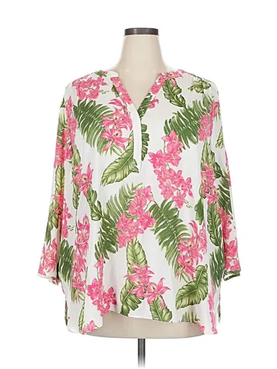 Pre-owned Curves 360 By Nydj 3/4 Sleeve Blouse In Pink