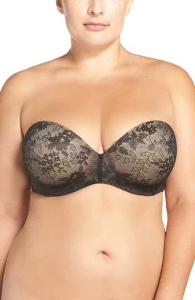 Curvy Couture Convertible Strapless Underwire Push-up Bra In Black