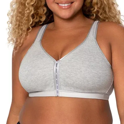 Curvy Couture Cotton Luxe Front And Back Close Wireless Bra- 1416 In Gray