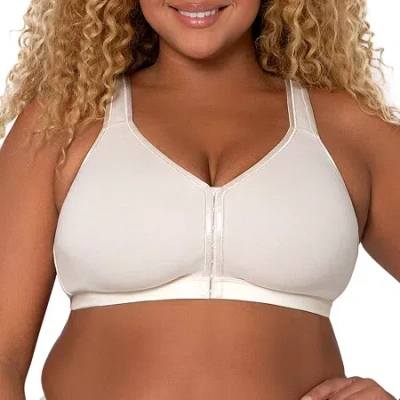 Curvy Couture Cotton Luxe Front And Back Close Wireless Bra- 1416 In White