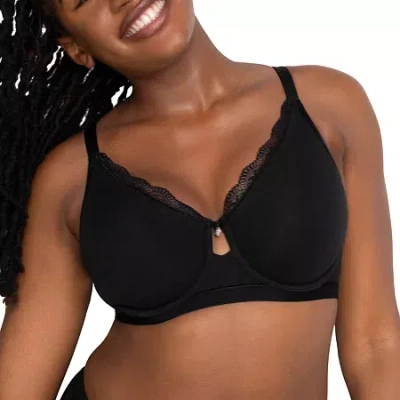 Curvy Couture Cotton Luxe Unlined Underwire Bra- 1291 In Black