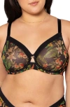 Curvy Couture Full Figure Mesh Underwire Bra In Brown