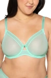 Curvy Couture Full Figure Mesh Underwire Bra In Mint Chip
