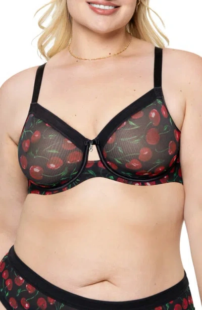 Curvy Couture Full Figure Mesh Underwire Bra In Multi