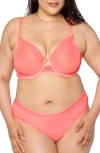 Curvy Couture Full Figure Mesh Underwire Bra In Sunset Glow