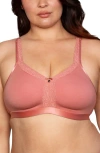 Curvy Couture Lace Trim Wireless Bra In Desert Dawn