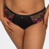 Curvy Couture Lush Embroidery Strappy Back Brief- 1615 In Black
