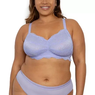 Curvy Couture Luxe Lace Wireless Bralette-1348 In Blue