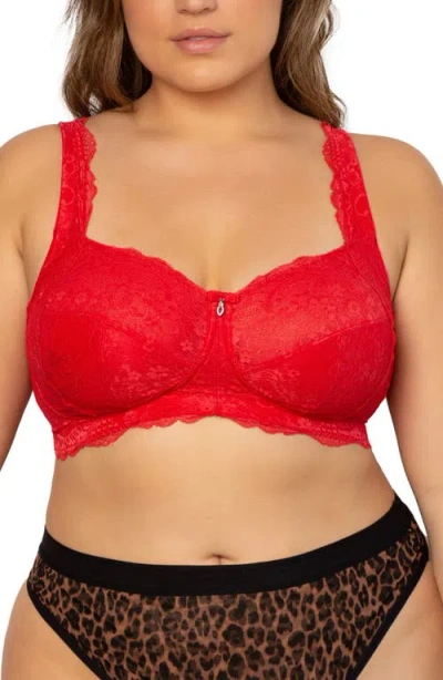Curvy Couture Luxe Lace Wireless Bralette In Crantastic