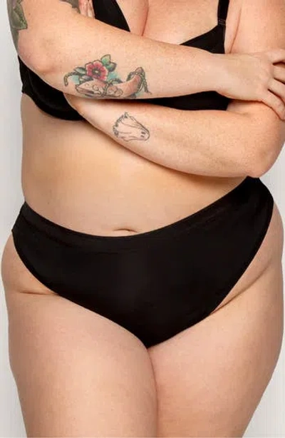 Curvy Couture Micro Thong In Black Hue