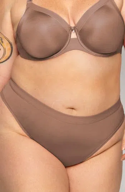Curvy Couture Micro Thong In Sweet Tea