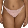 Curvy Couture No Show Lace G-string Thong Panty - 1383 In Pink