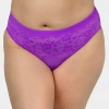 Curvy Couture No Show Lace High Cut Brief Panty - 1363 In Purple
