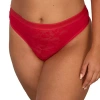 Curvy Couture No Show Lace High Cut Thong Panty - 1377 In Red